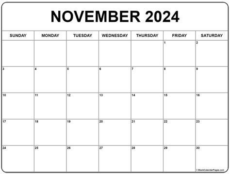 blank november schedule